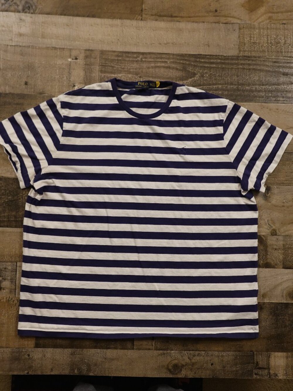 Polo Ralph Lauren Striped T Shirt Men’s XXL‎ Navy White Pony Logo